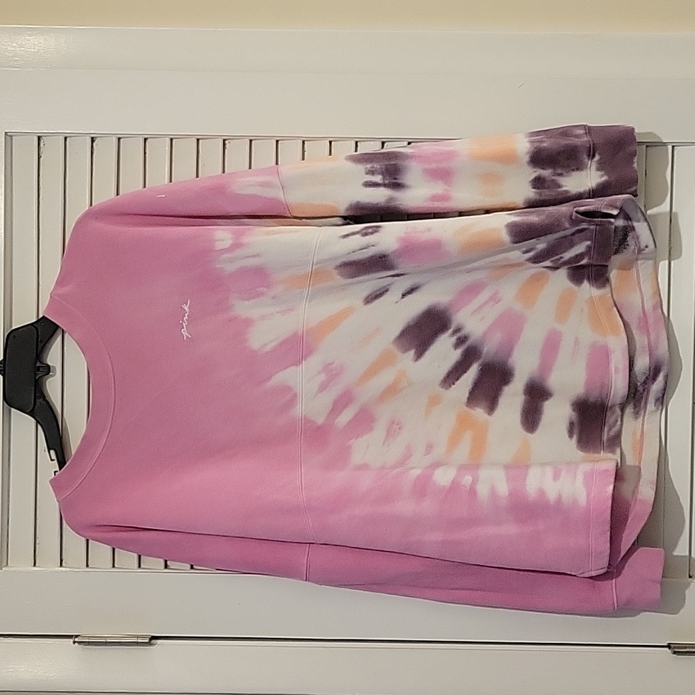 PINK tie dye long sleeve spirit jersey sz Large